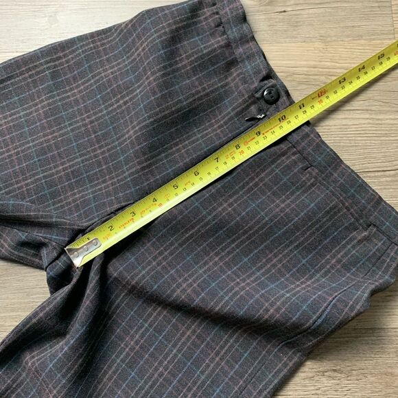 Vintage High Waisted Plaid Pants Grey Brown Straight Flare Leg 26” - Picture 7 of 10